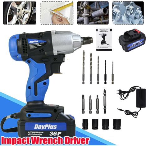 21V Cordless 1/2" Impact Wrench Gun Power High Torque Drill Kit Li-Ion Battery