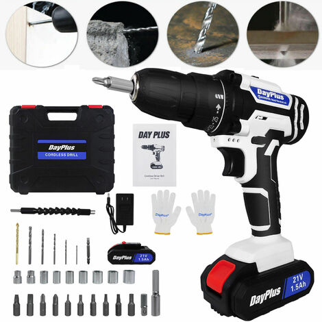 21V Cordless Electric Drill Driver Set, Power Drill Kit with Battery, Lightweight Handheld Power Tool Set with 29pcs Bits and Carry Case, 3/8'' Keyless Chuck, 25+1 Torque Setting