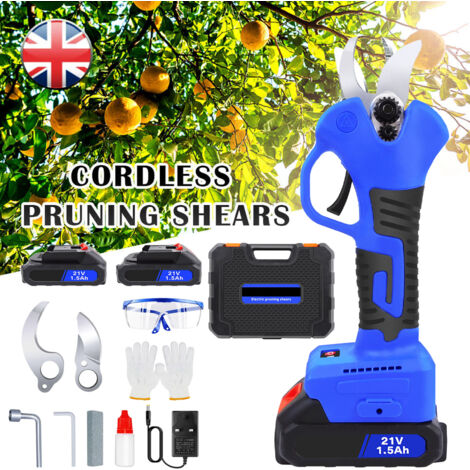 21V Cordless Garden Secateurs Electric Pruning Shears for Gardening Cutting Tool 2 Batteries