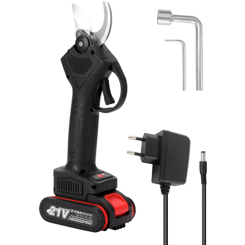 21V Electrique Sans Fil Secateur Tailler Cisaillement Efficace Des Arbres Fruitiers Branches Bonsai Elagage Cutter Amenagement Paysager Outil, Noir