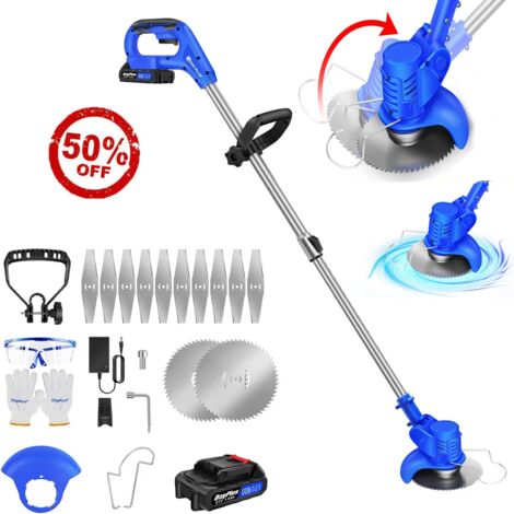 21V Elektro Rasentrimmer Freischneider Motorsense Garten Trimmer W/ Li-Ion Akku
