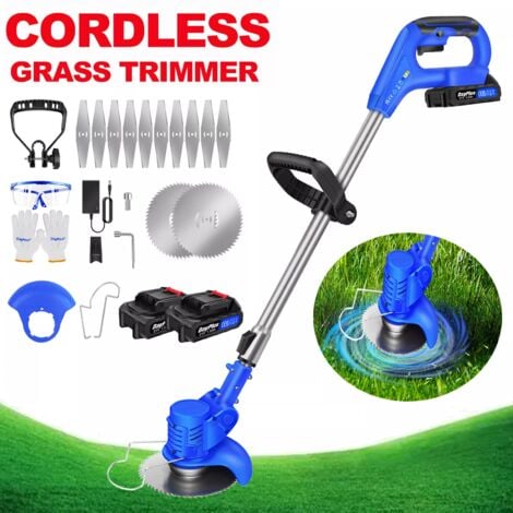 BRIEFNESS 21V Grass Trimmer Electric Cordless Strimmer Lawn Mower Pruning Cutter Garden 2PCS Battery