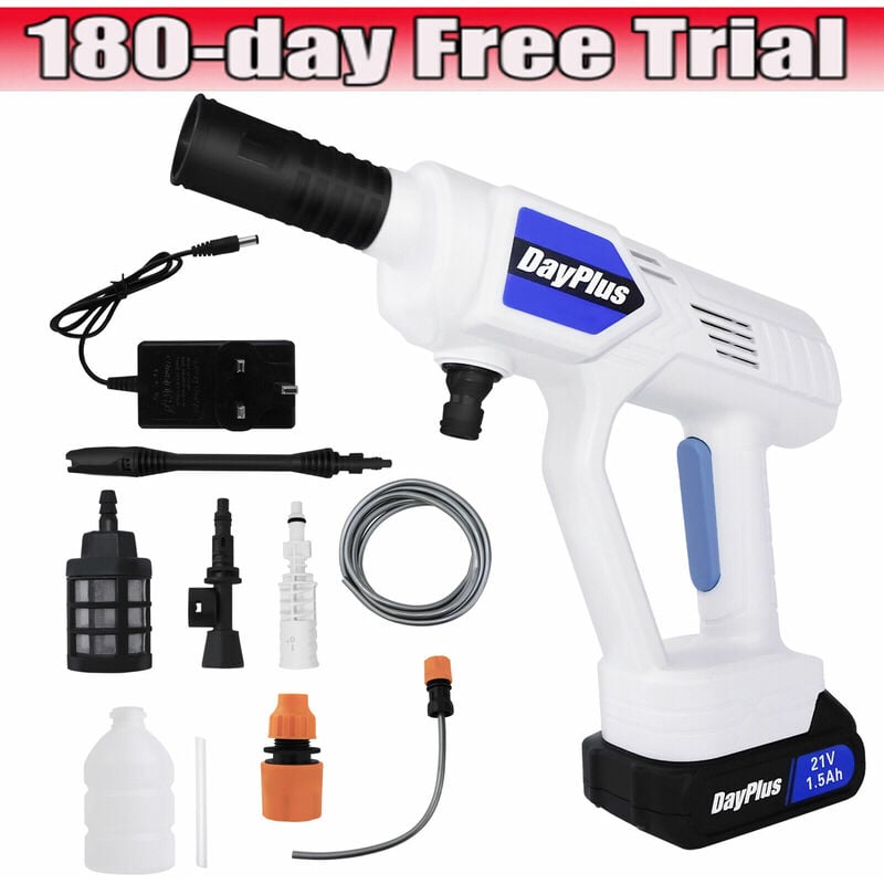 21V High Pressure Car Washer Gun Cordless Spray Power Washing Hose Jet+Battery