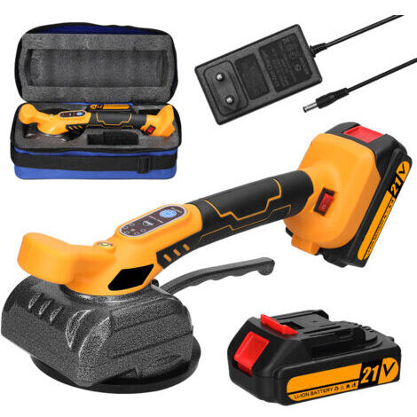21V Machine de Carrelage, Vibreur Carrelage Manuel Machine à Carrelage Ventouse Carrelage Electrique 5 Vitesses Réglable pour Sol Carrelage mur (2 × Batteries)
