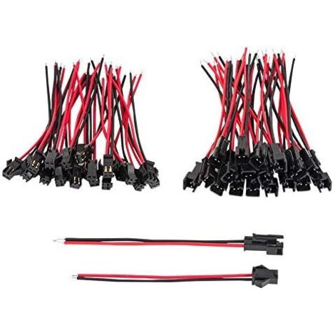 22 AWG JST SM JST Connector 2 Pin Male and Female Connector Adapter with 135mm Electrical Cable for LED Light, 20 Pairs