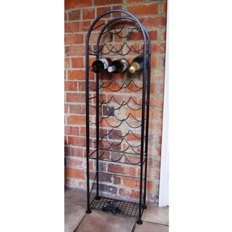 22 Bottle Wine Rack - Bottle Store - Solid Steel - L20 x W38 x H118 cm - Black