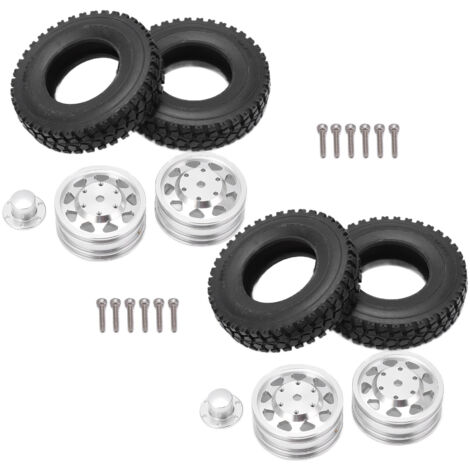 22 mm breite Metallfelgen für die Hinterachse, mit Gummireifen für Tamiya 1/14 RC-Anhänger