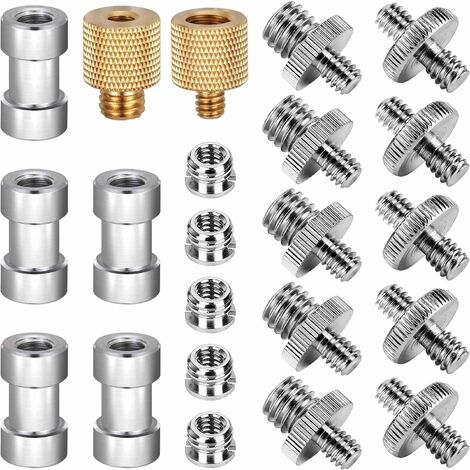 22 Pcs Vis Adaptateur Caméra, Vis 1/4" à 3/8" Trépied Vis à Filetage Adaptateur pour Flashs Convertisseur pour Trépied Appareil Photo Monopode