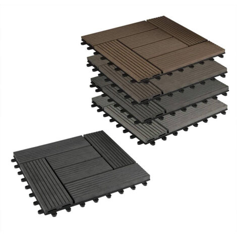 22 Piastrelle 30x30cm in WPC per Pavimenti da Esterno ad Incastro 5 Colori colore: Antracite