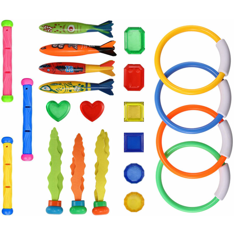 22 pièces jouets de piscine de plongée pour enfants de 3 à 12 ans ensemble Jumbo avec sac de rangement jeux de piscine été nager eau FishToys