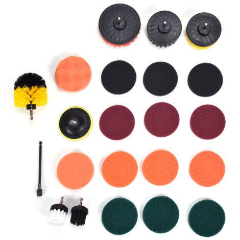 22 Pièces Embouts Brosse de Nettoyage pour Perceuse, Éponges Abrasives pour Sols, Murs et Poussière