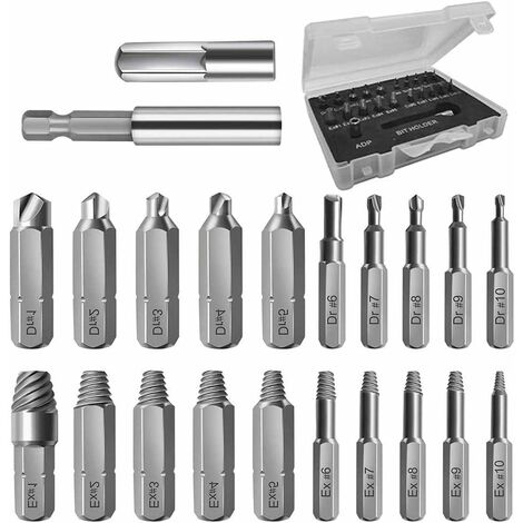 22 Pièces Endommagé Vis Extracteurs, Endommagé Vis Extracteurs, HSS Ensemble Décapant Boulon avec Porte-Embout Magnétique Et Adaptateurde Douille pour Vis Cassée, Décapant Dénudé Boulon