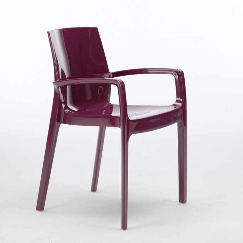 

Stock 22 Sillas Apilables con Reposabrazos de Polipropileno Cream Grand Soleil | Morado