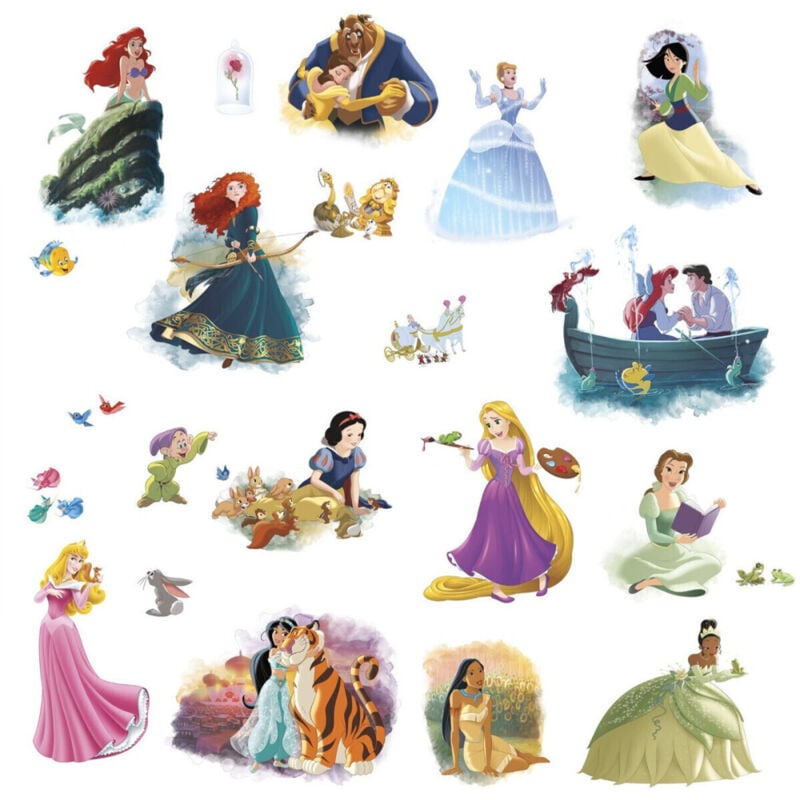 Roommates - 22 Stickers Toutes les Princesses Disney Repositionnables 25x46cm