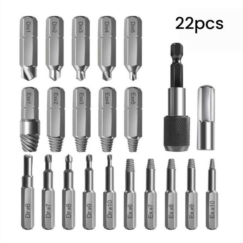 Image of 22-teiliger Hochgeschwindigkeitsstahl-Drahtbruch-Extraktor, Drahtzieher-Werkzeugsatz