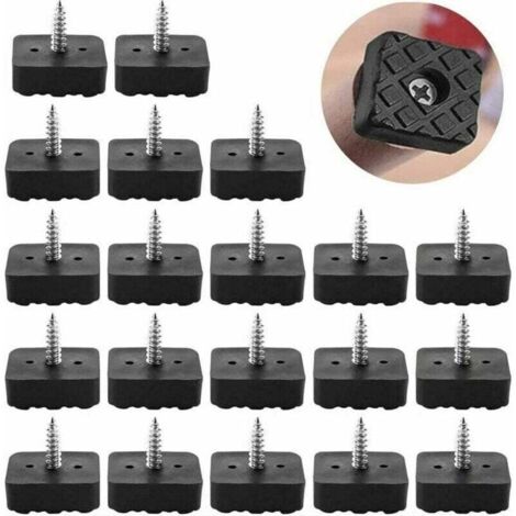 22 x 22 mm – Schwarz – 20 Stück Gummi-Stuhlgleiter, Stuhlbeinschoner, rutschfeste, aufschraubbare Gleiter, geräuschdämpfende Stuhlbeingleiter