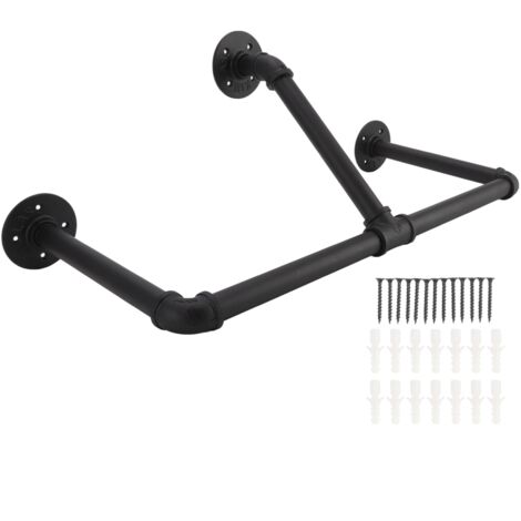 22 Zoll (ca. 56 cm) hohe, industrielle Wandgarderobe aus Stahl für Zuhause oder Hotel, mit Ablagestange für Kleiderbügel