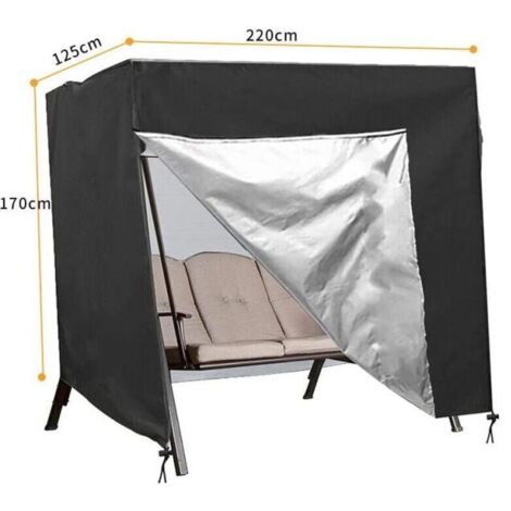 (220 × 125 × 170 cm) Funda para columpio negra, funda para columpio de jardín, funda impermeable Oxford, funda para columpio de exterior, protección UV