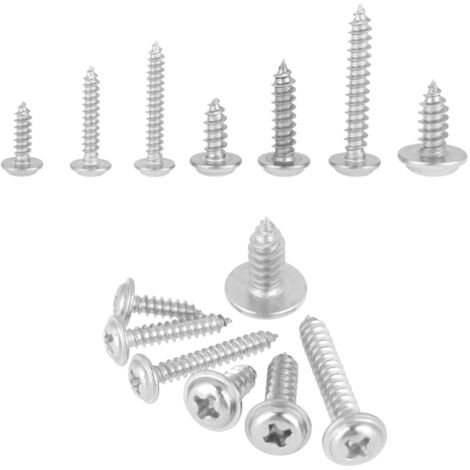 220 pièces Vis à Tôle Autotaraudeuses Acier Inoxydable 304 Tête Bombée Cruciforme M3 M4 M5