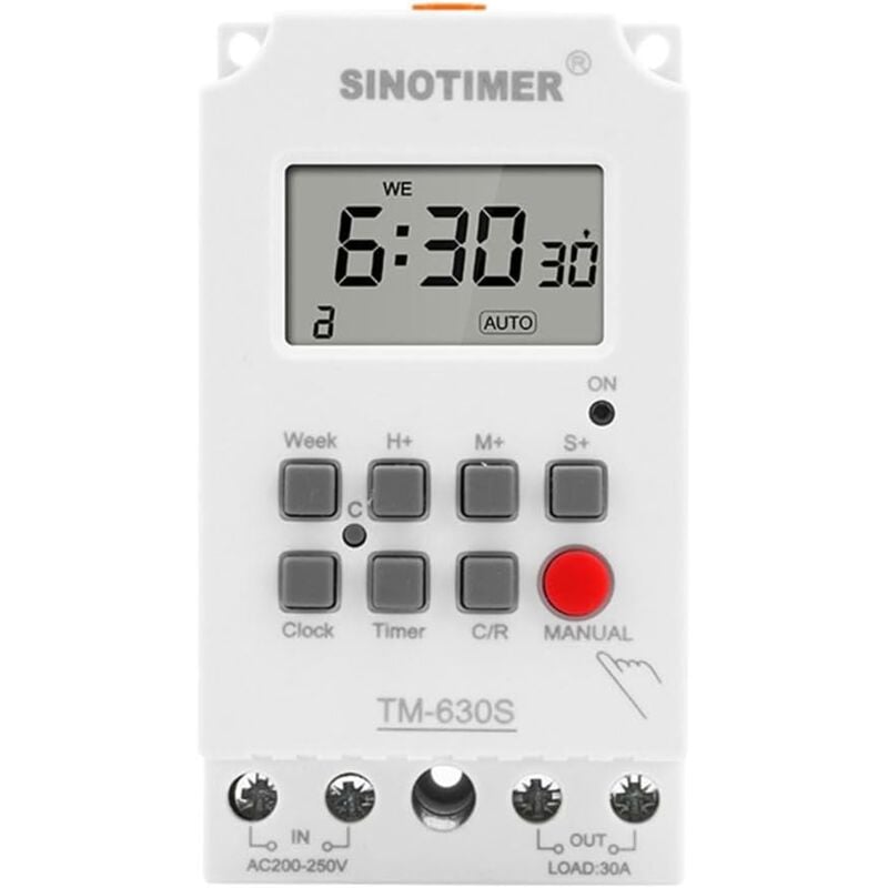 220 V 30A minuterie électronique Programmable interrupteur de minuterie Programmable numérique sur Rail DIN blanc 55x42x98mm
