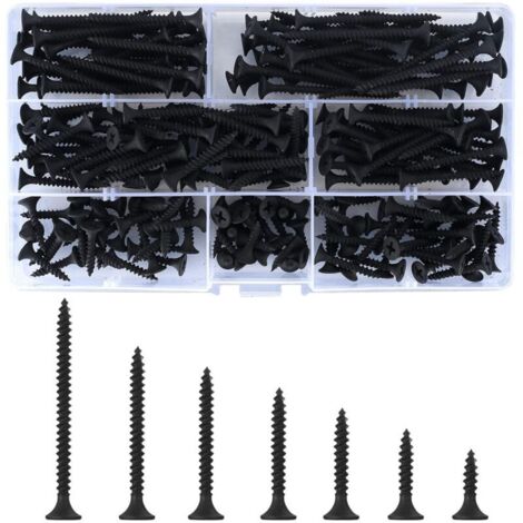 220 viti autofilettanti per legno, M3,5 x (16/20/25/30/35/40/50) mm, viti autoperforanti a testa bombata con croce nera, viti metalliche per mobili in cartongesso