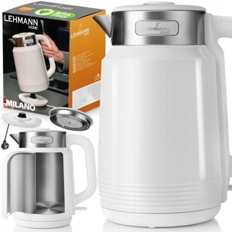 2200W cordless electric kettle, robust, white steel, large 2L capacity, quiet