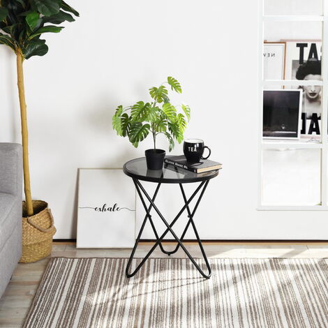 2208 Petite Table basse ronde en Verre Table d'appoint 45 * 45 * 50cm