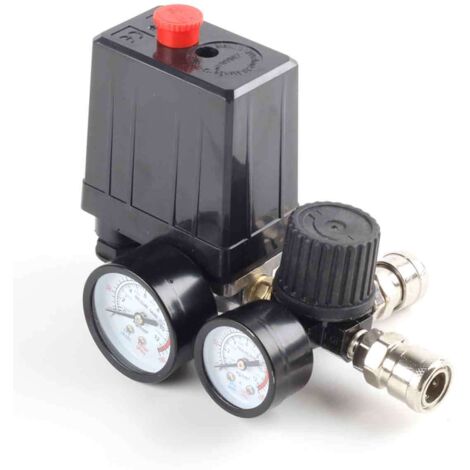 220V 0-180 psi Luftkompressor Druckschalter Steuerventil Regler Manometer mit Schnellanschluss (220V)