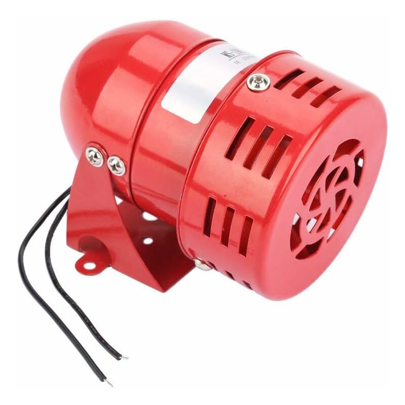 220V 120dB Wired Mini Siren, Red Metal Motor Alarm Industrial Sound Electric Theft Protection for Home Office Shop Garage Security, MS-190 Siren Alarm