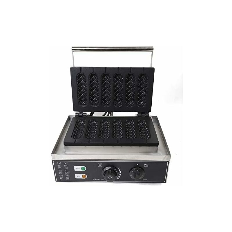 220V 1500W 6 unités Commercial Antiadhésif Électrique Gaufrier Gaufrier Machines, Croustillant Gaufrier Machine Machine Professionnel Gaufre Lolly