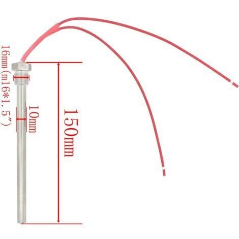 220v 300w 350w bougies allumage pour poêle à pellets - diamètre 10mm - longueur 140 150 170mm (filetage m16x1.5mm, longueur 150mm 300w) TRIMEC