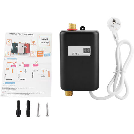 220V 3800W Mini chauffe-eau instantané électrique sans réservoir salle de bain cuisine lavage EU Plug noir
