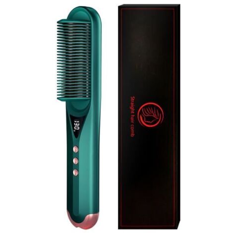 220V/45W fer à friser Brosse Lissante Chauffant, Brosse Soufflante et Ionique Sèche pour Lisser, Sécher, Boucler et Styler-Verte