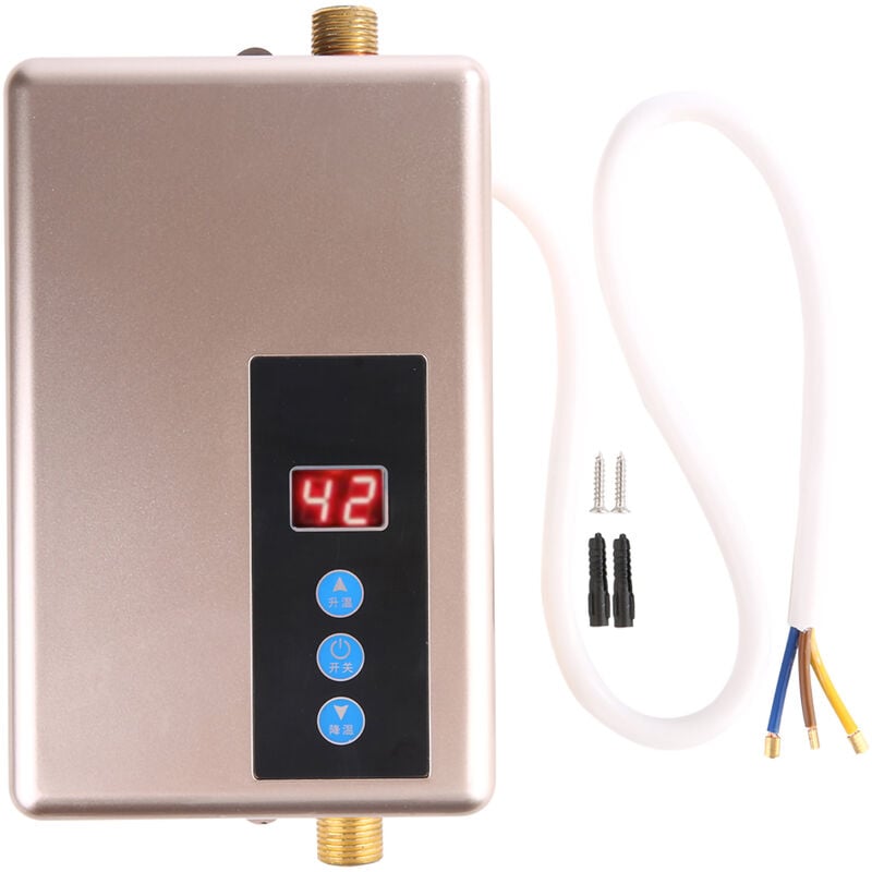Jeffergarden - 220V 5.5KW Mini chauffe-eau électrique instantané douche sans réservoir système d'eau chaude cuisine doré