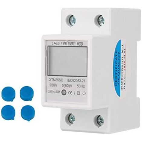 220V 5(80)A Digital Electricity Meter Single Phase 2 Wire 2P DIN Rail Digital Energy Meter DIN Rail Electric Meter Electronic KWh Meter,1pcs