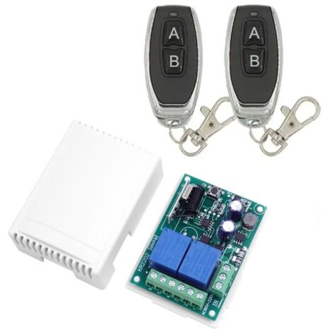 220V AC 2 Canaux Sans fil Commutateur de Télécommande, Récepteur RF Module de Relais 433 mhz avec émetteur Marche/Arrêt pour Porte deGarage, Lumière, Usage Domestique