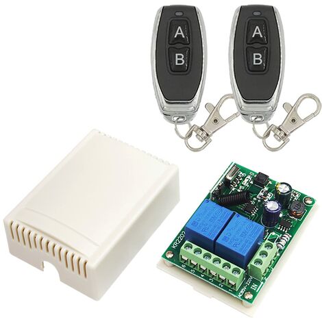 eMylo DC 12V 2CH RF Relay Smart Wireless Remote Control Light Switch Garage  Door Remote Opener 433Mhz Transmitter with Relay Receiver 