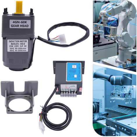 220V AC Gear Motor Electric Motor Variable Speed Controller Reduction Ratio 1:60