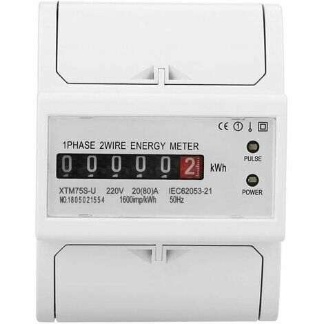 220V Compteur Chantier Monophase d'Énergie Électrique Numérique Multifonctionnel Sur DIN Rail Meter 2 Ligne 4P (20(80) A)