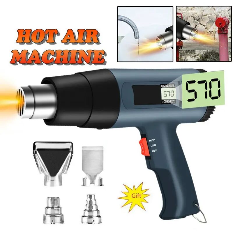 Laoa - 220V Pistolet à Air Chaud 2000W Variable Avancé Pistolet à Air Chaud électrique Avancé Températures Réglables Pistolet à Air Chaud électrique