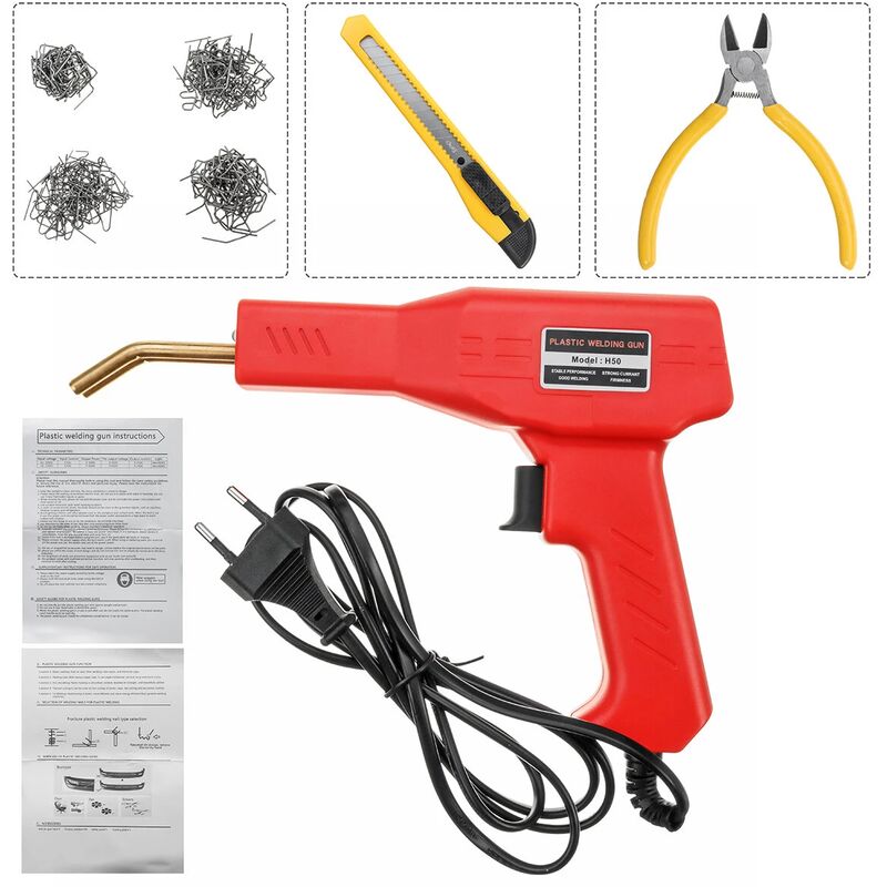 Hyy Ar - 220V réparation de voiture agrafeuse chaude pare-chocs en plastique torche de soudage Kit d'outils de soudure - Prise 220V ue