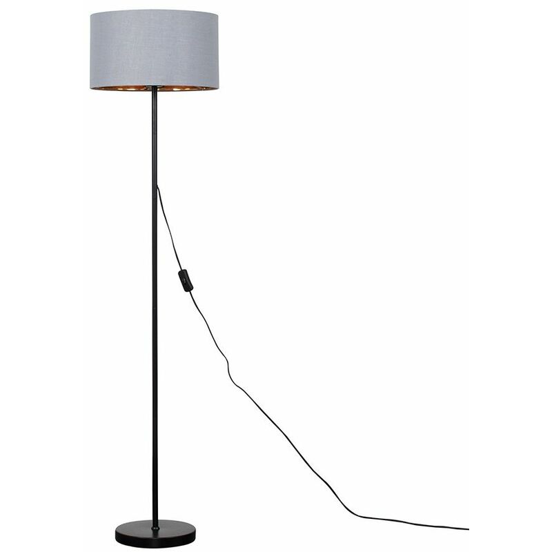 Black Stem Floor Lamp with Fabric Lampshade - Minisun