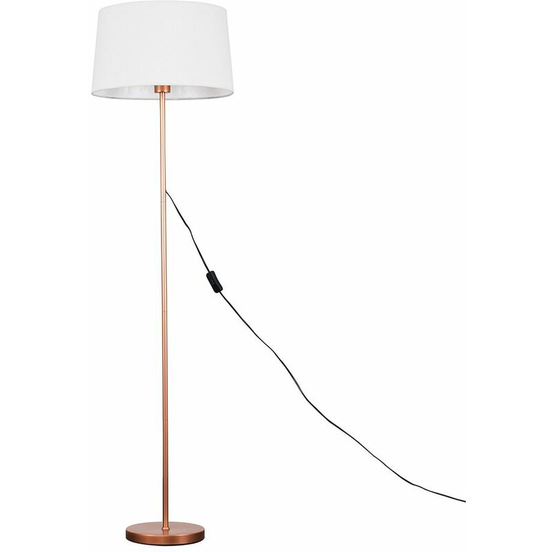 Minisun - Charlie Stem Floor Lamp in Copper with Doretta Shade - White - No Bulb