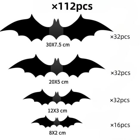 224 pegatinas de murciélagos para decoración de Halloween. Decora tus paredes con estas pegatinas.