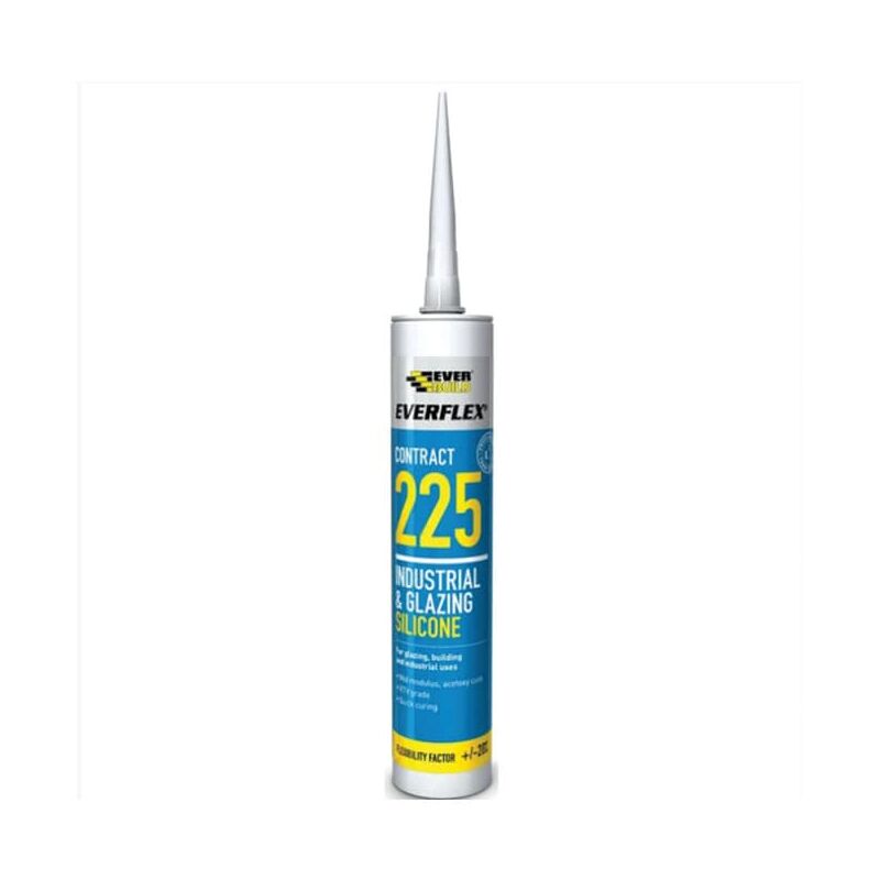 225 Industrial & Glazing Silicon White (C3) 310ml - White - Everbuild