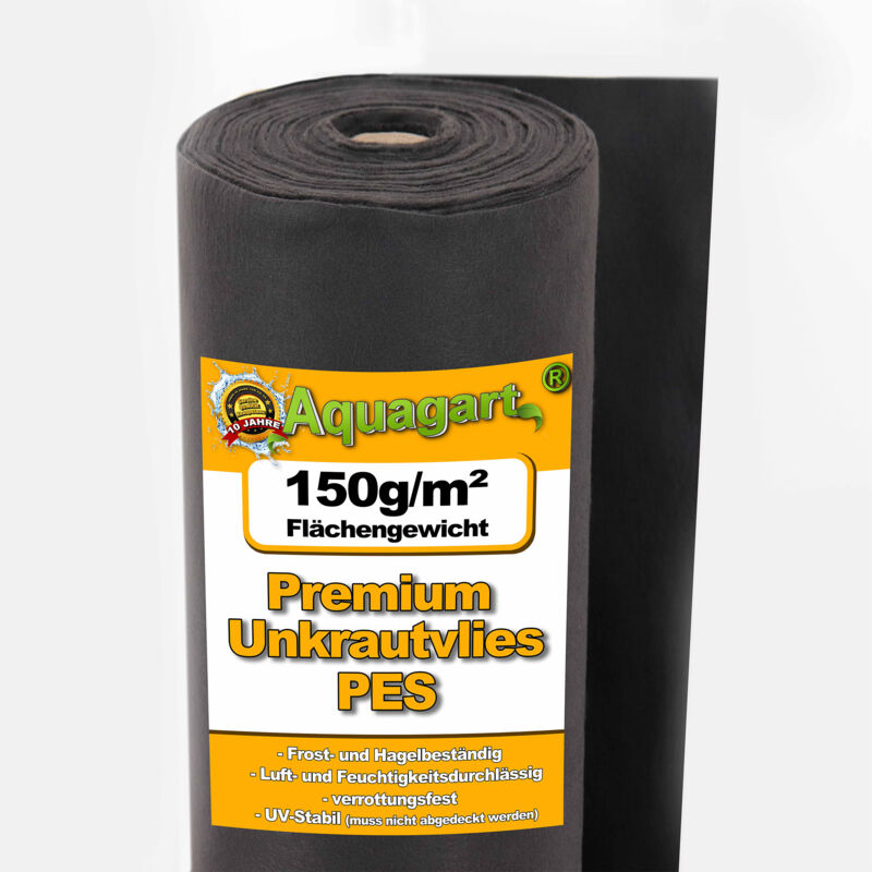 Aquagart 225m² Gartenvlies Unkrautvlies Vlies 150g 1,5m breit PES