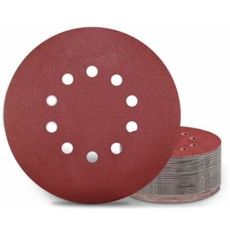 225 mm Schleifscheibe, 50 runde Schleifpads, Körnung 320, 10 Löcher, für Langhalsschleifer, Trockenbauschleifer und Giraffenschleifer,