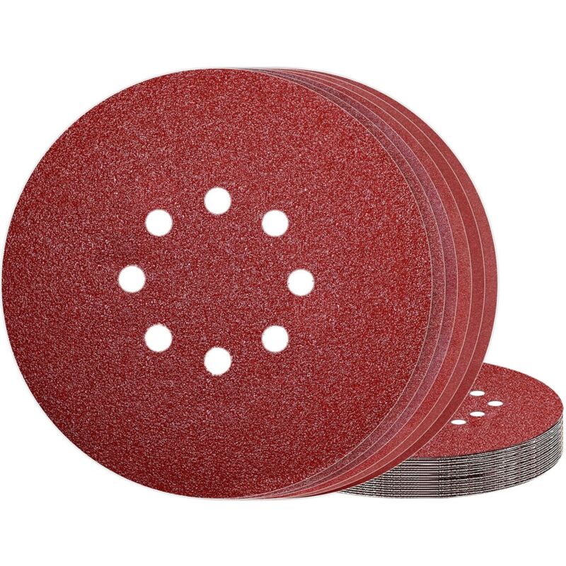 Image of 225 mm Schleifscheibe, 8 Löcher, 80er-Körnung, Schleifpapier für Wandschleifer, 30 Stück
