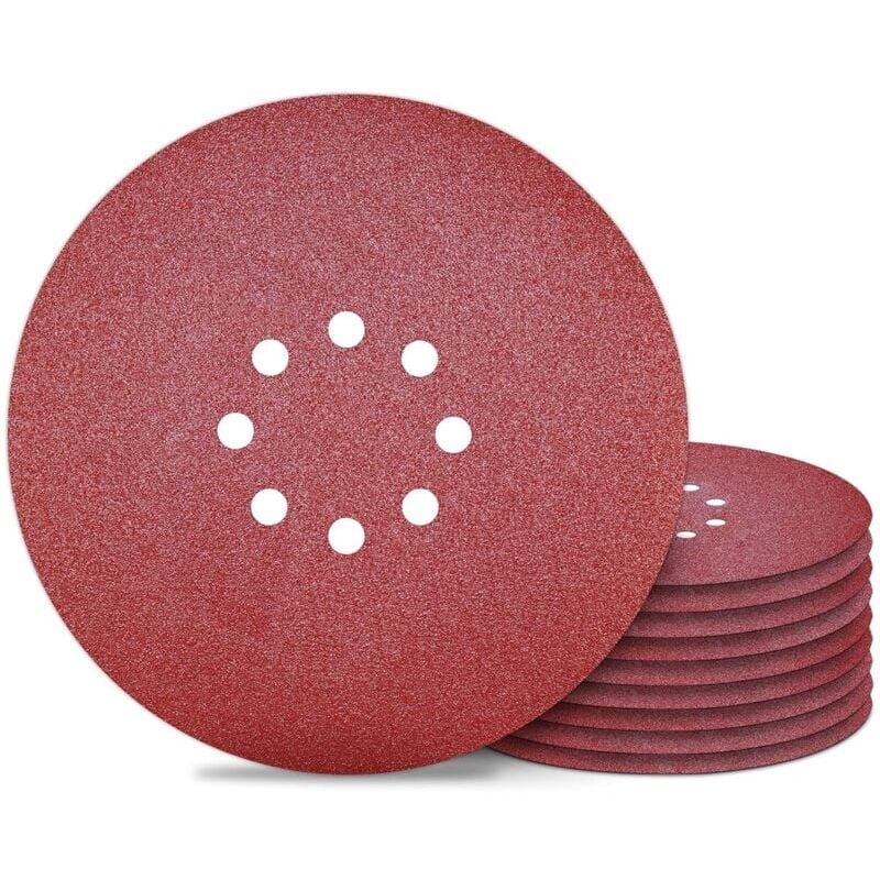 Image of 225 mm Schleifscheibe, 8 Löcher, Schleifpapier, Körnung 80, für Wandschleifer, 10 Stück