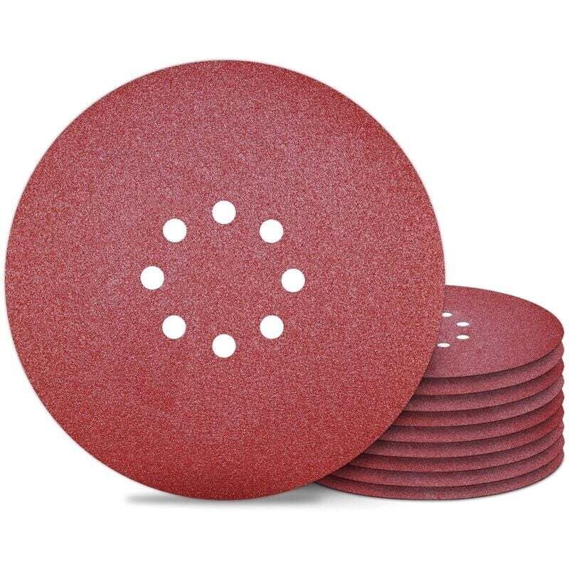 Image of 225 mm Schleifscheibe, 8 Löcher, Schleifpapier, Körnung 80, für Wandschleifer, 10 Stück mumu